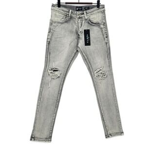 Waimea Skinny Fit Jeans Men 28x30 Gray Ripped Distressed Stretch Denim NWT